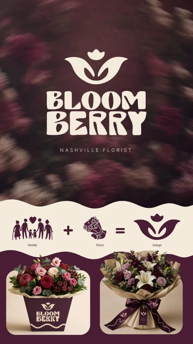Identidad de Bloomberry, floristería en Nashville