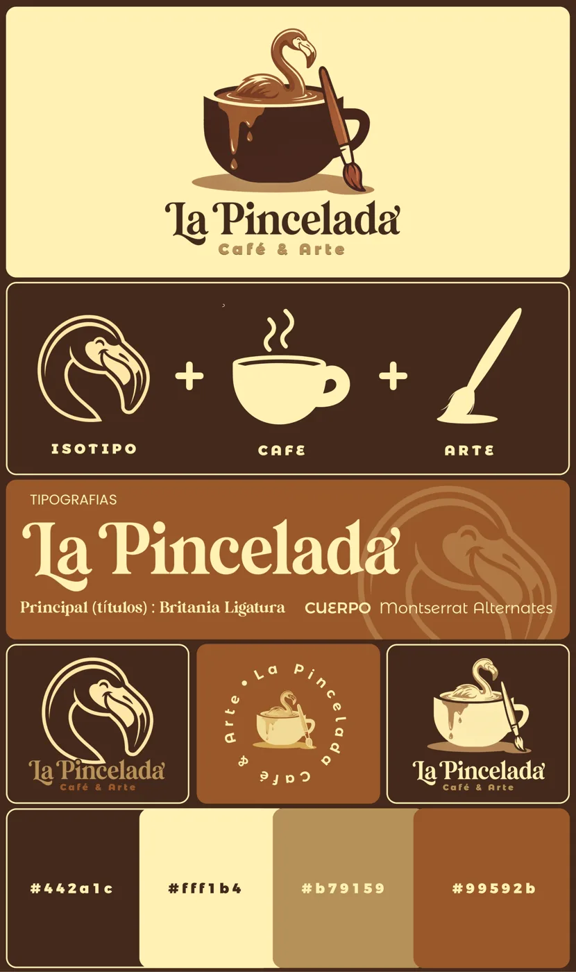 Identidad de La Pincelada, café y arte
